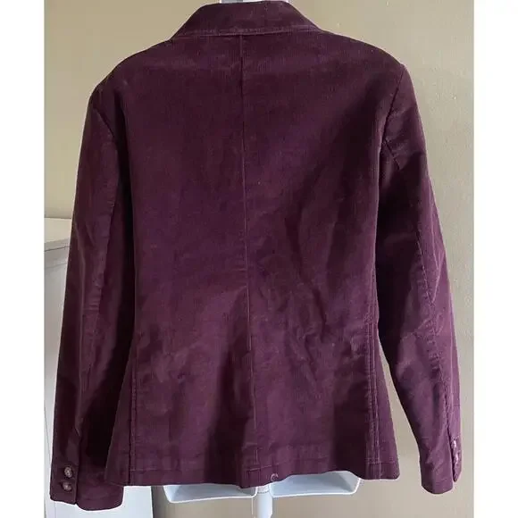 LL Bean Blazer Womens Size 16 R Plum Corduroy Button Jacket Pockets Classic - Picture 3 of 9